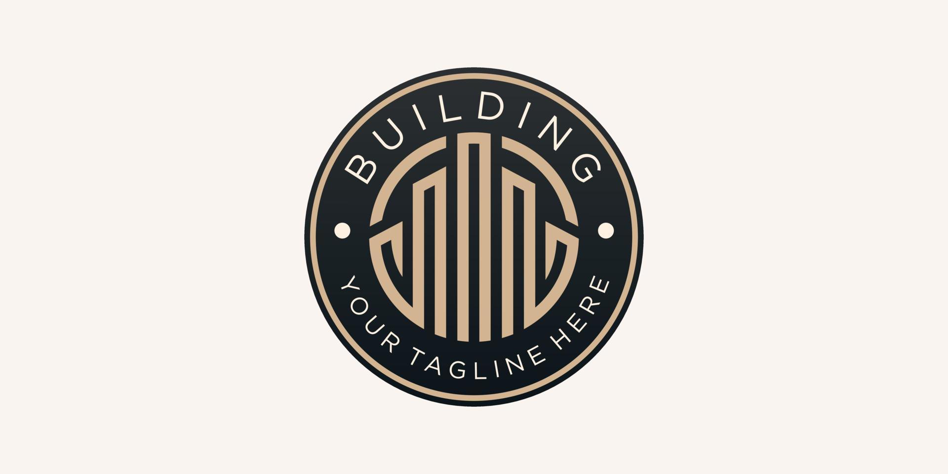 vintage building logo design vector