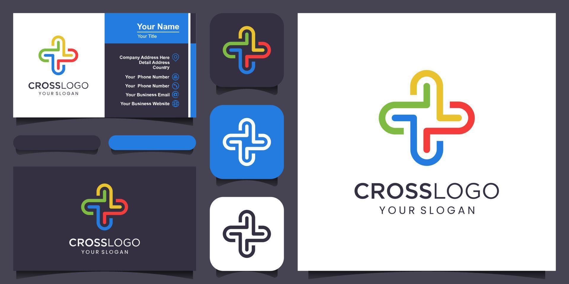 Medical cross Logo and Health Pharmacy Icon Design Vector Template