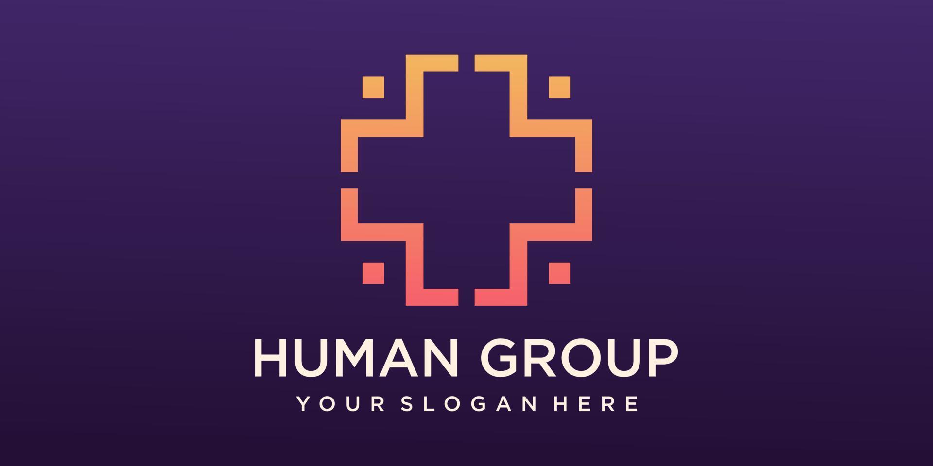 Cross Medical with People combination Logo Design Vector. vector