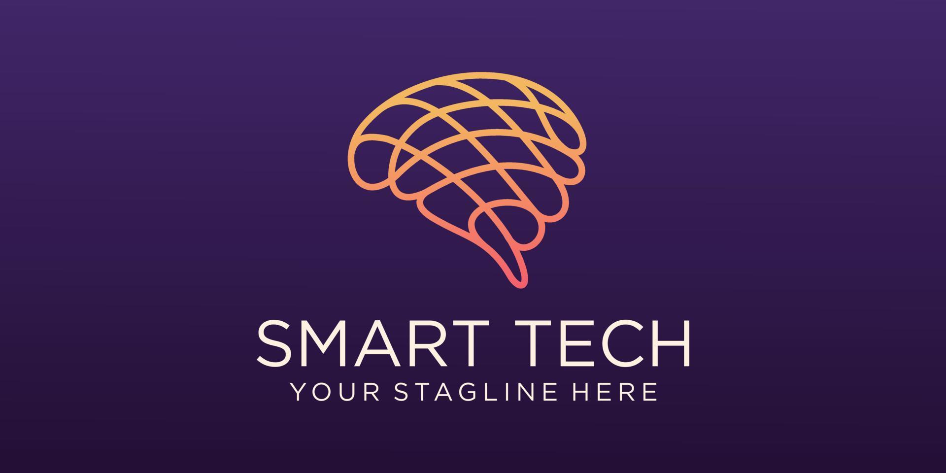 Brain tech logo design. Artificial intelligence and technology logo Vector design