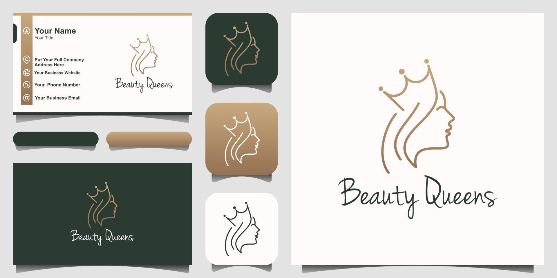 belleza reinas logo diseño vector