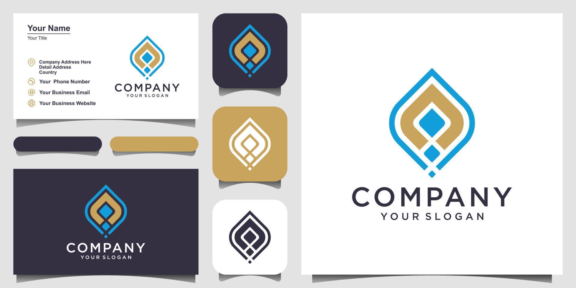 data tech solution logo design inspiration icon and business card vector