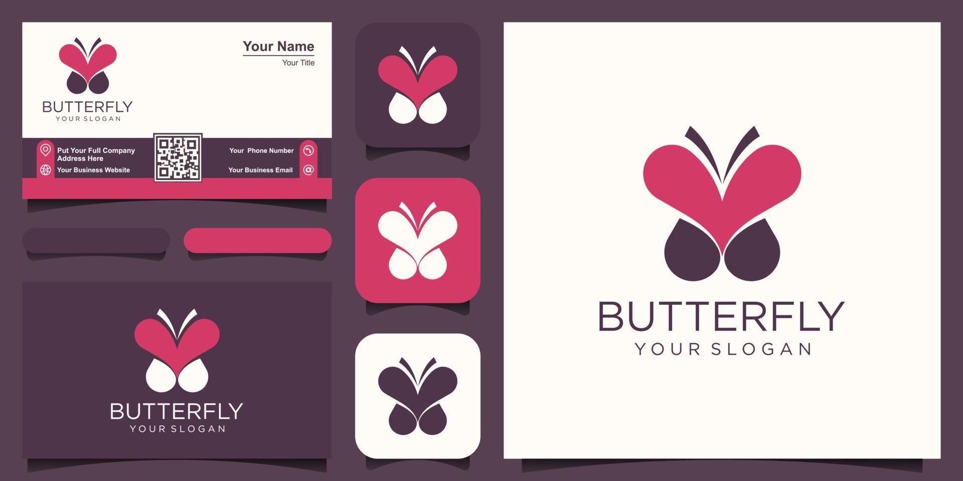 Butterfly logo. Love emblem. Dating website logo. vector