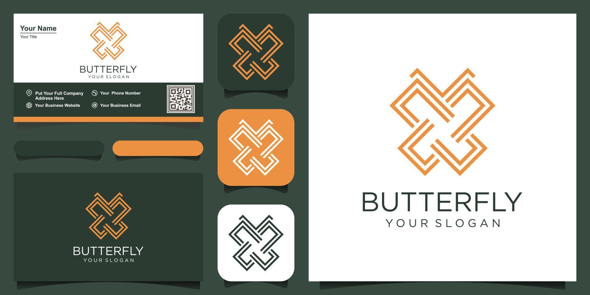 mariposa logo. lujo línea logotipo diseño ilustración. vector