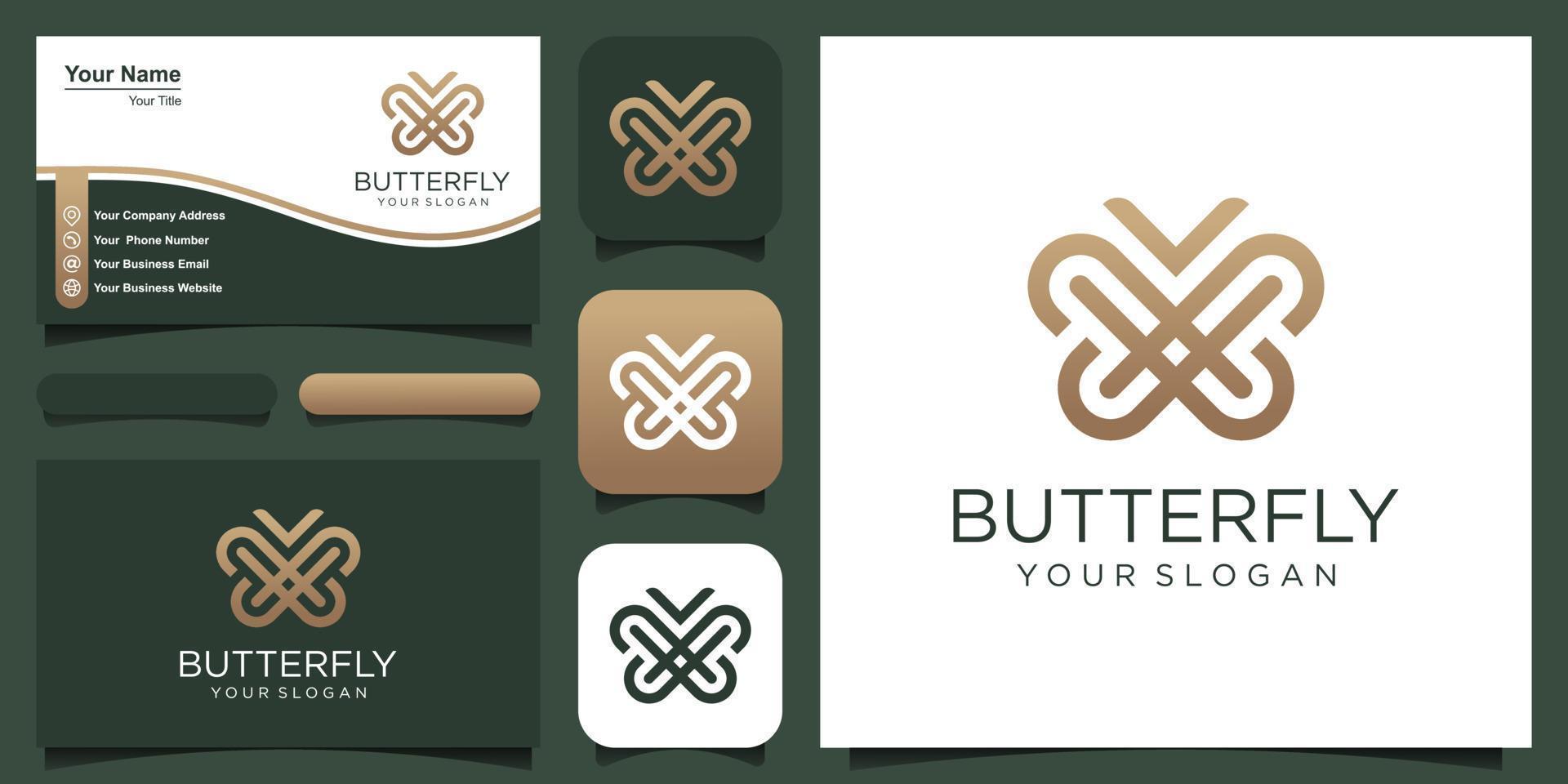 butterfly logo vector line outline mono line icon illustration, elegant and simple geometric insect