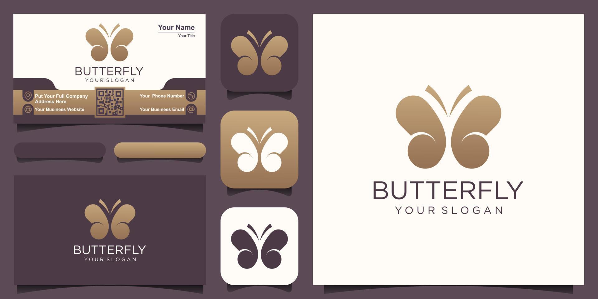 Minimalist butterfly line logo concept vector