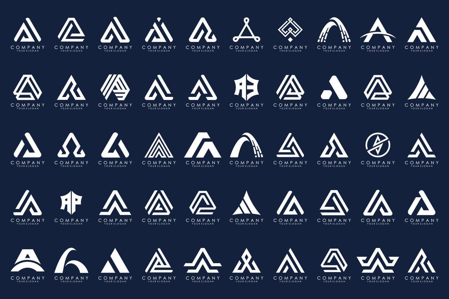 set of Letter A logo icon design template. vector