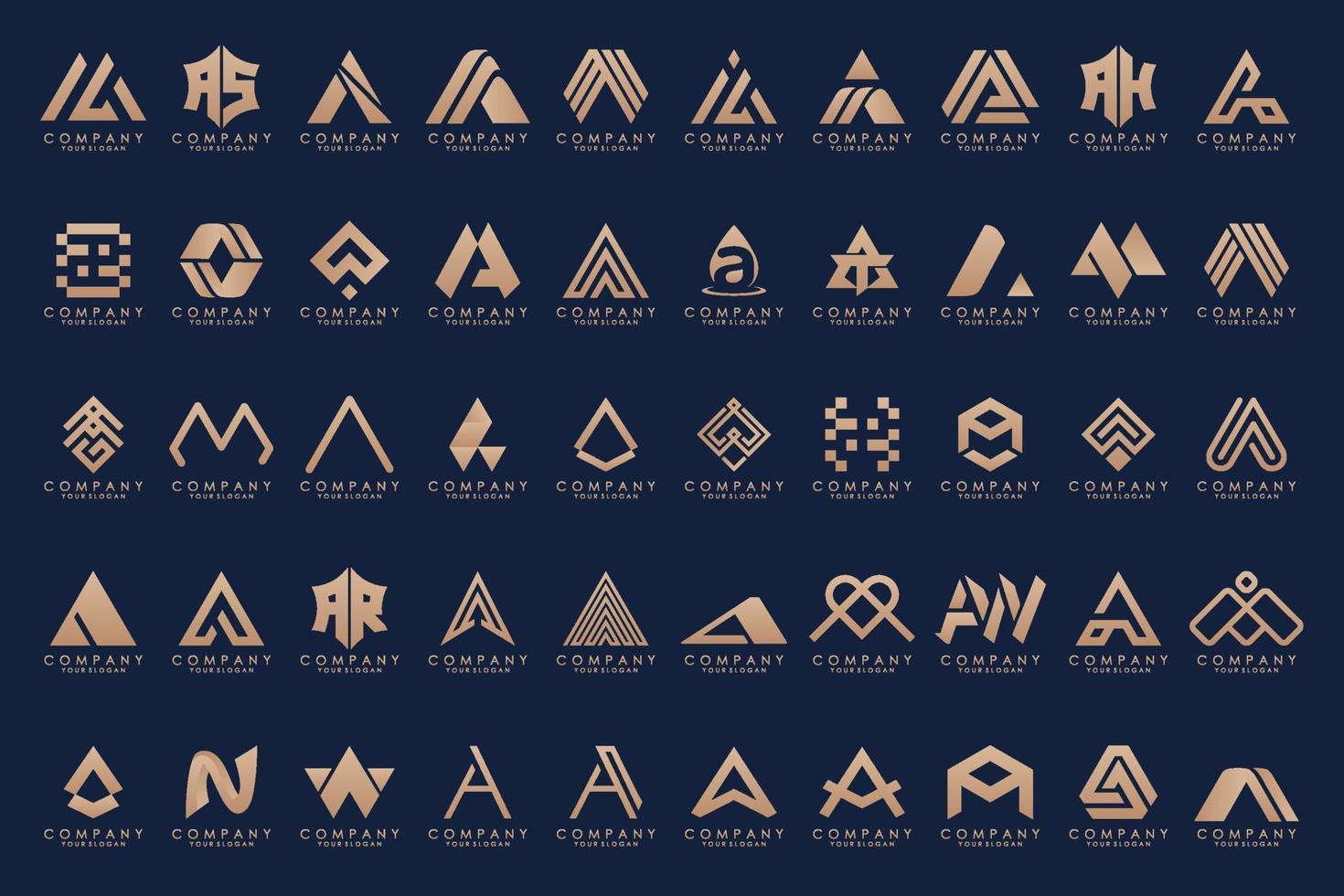 set of Letter A logo icon design template. vector