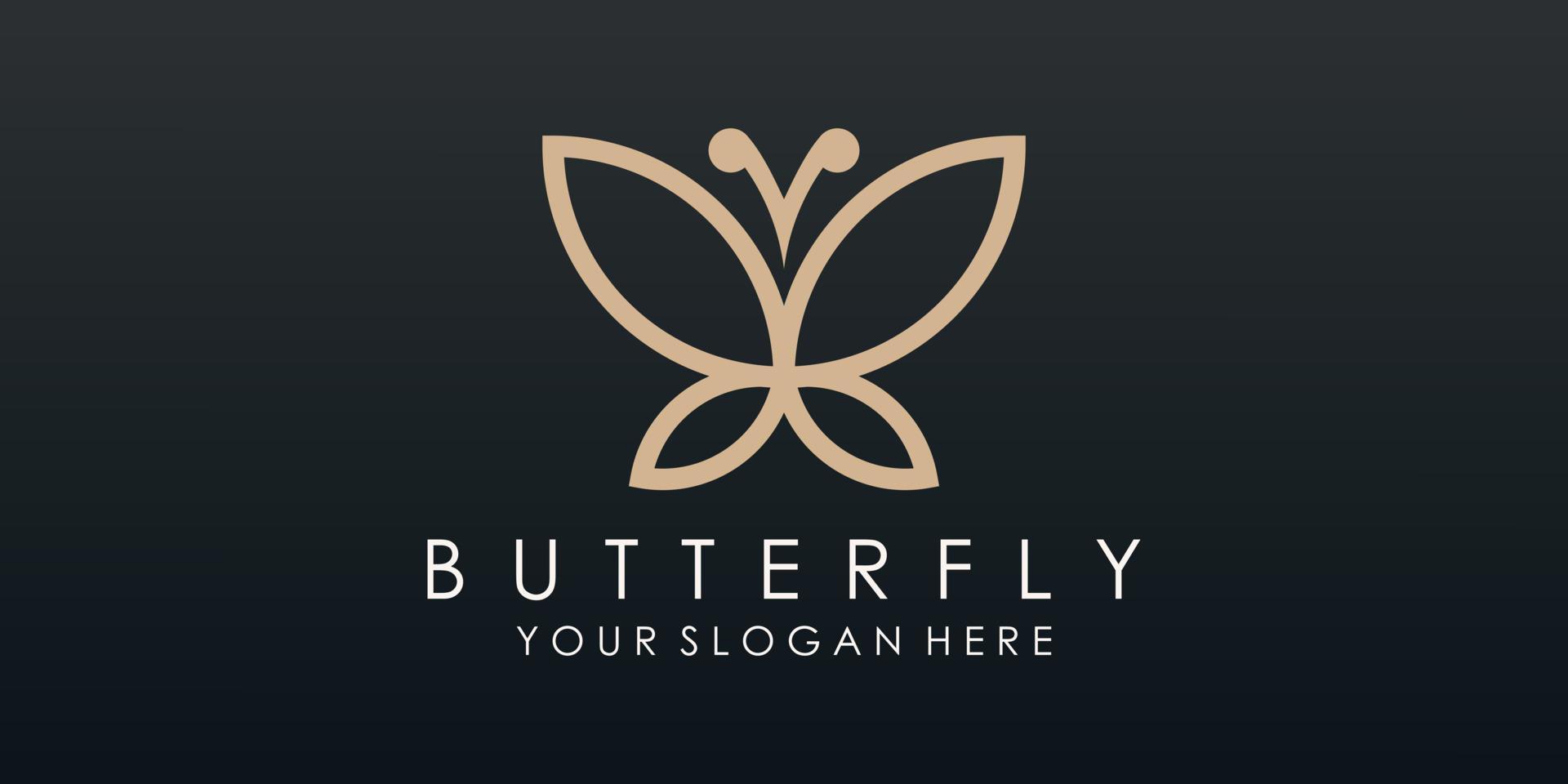 minimalist butterfly line art logo design. Beauty, luxury spa style. vector