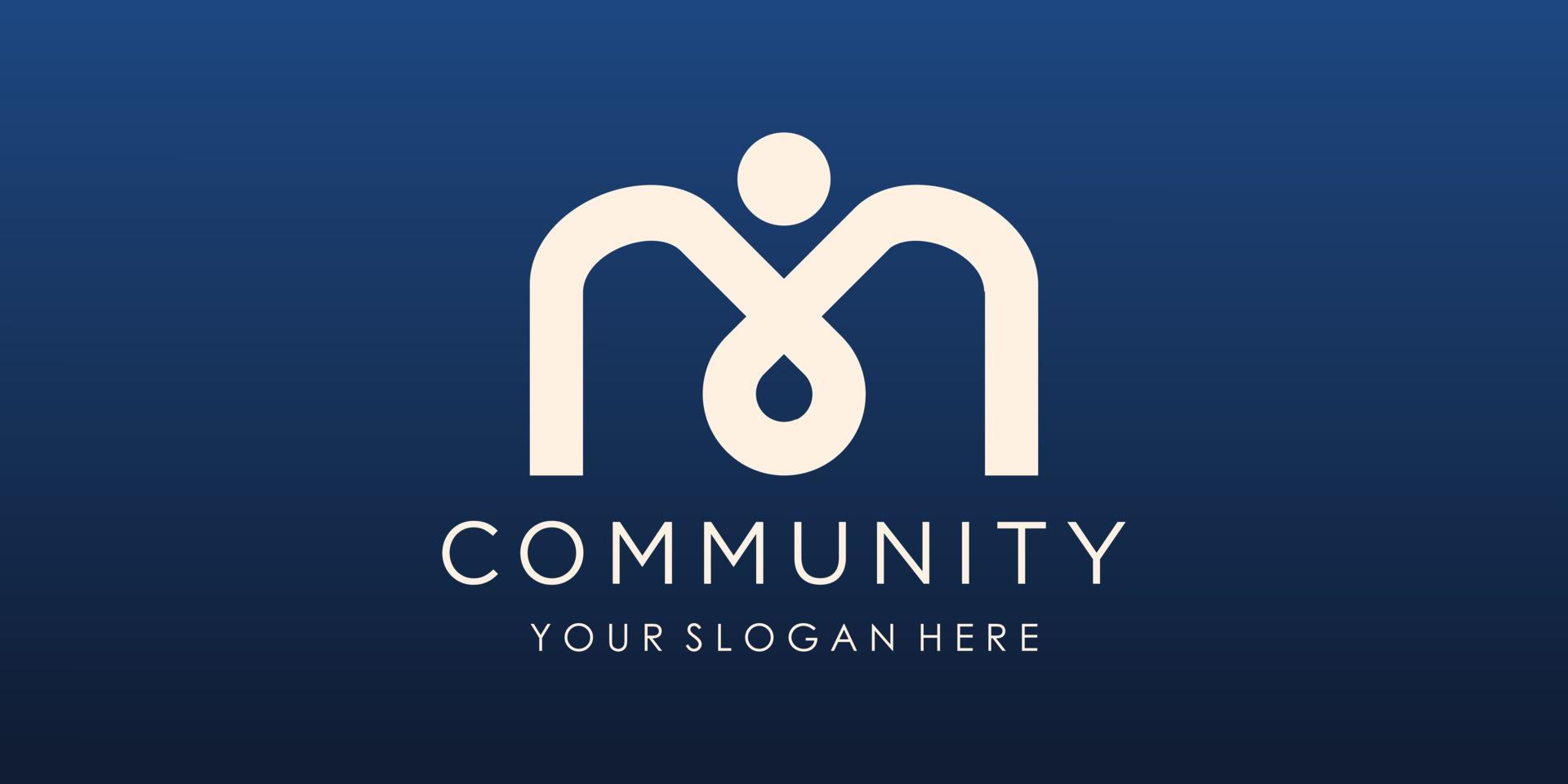 letter m with people logo vector design