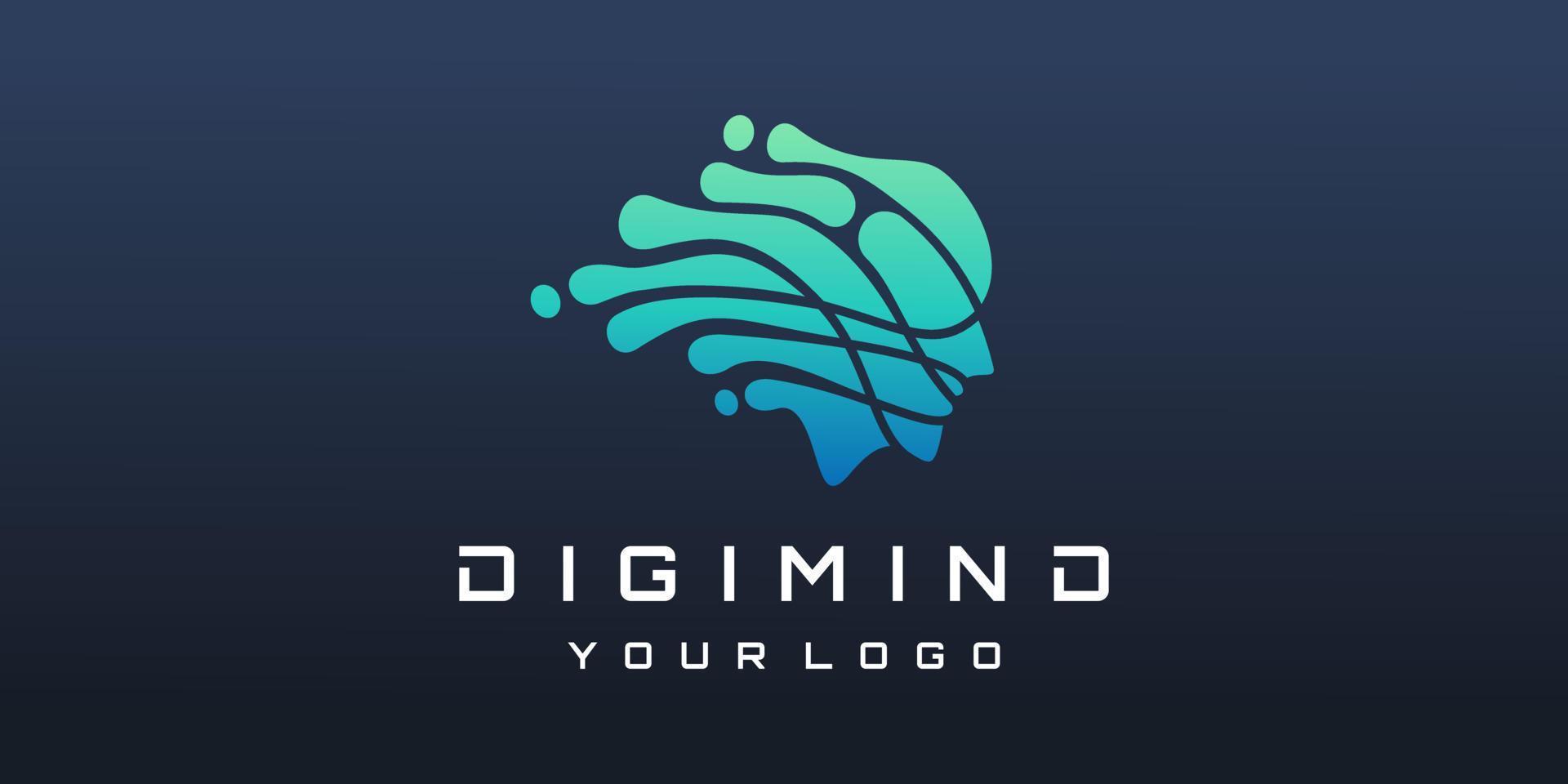 Head human smart technology logo design icon vector