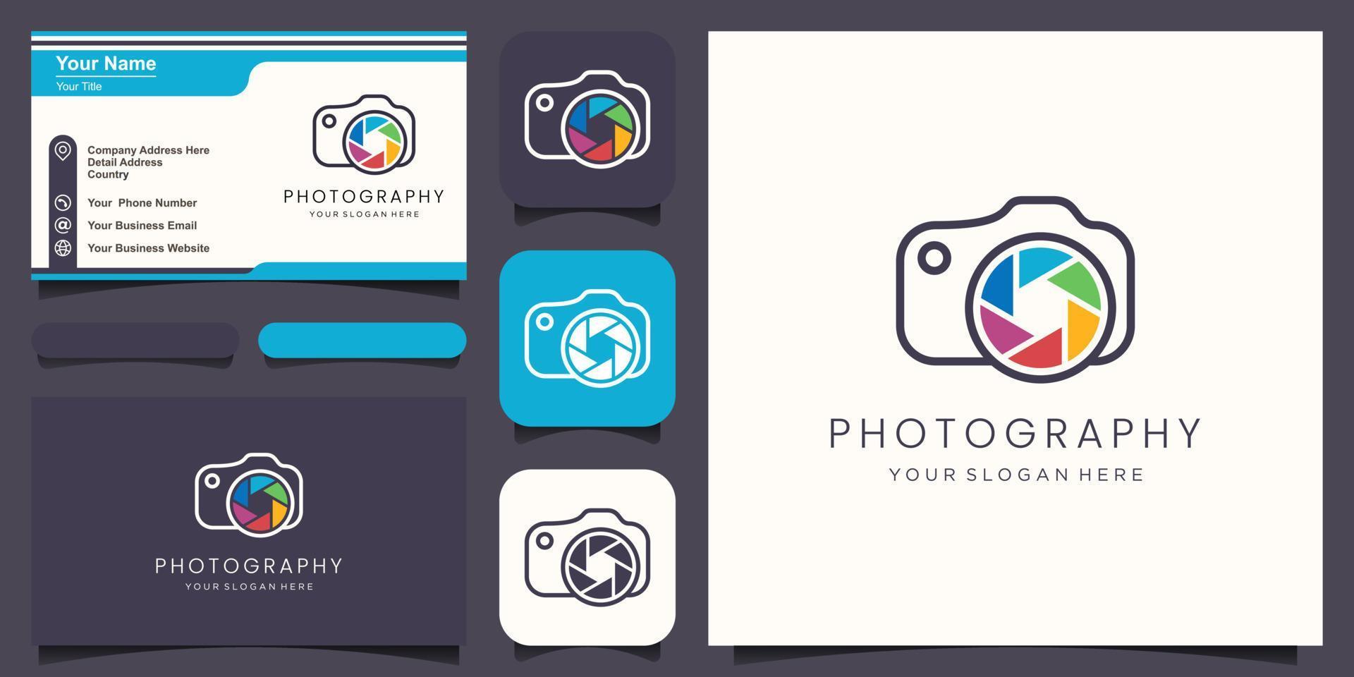 photography camera logo icon vector template