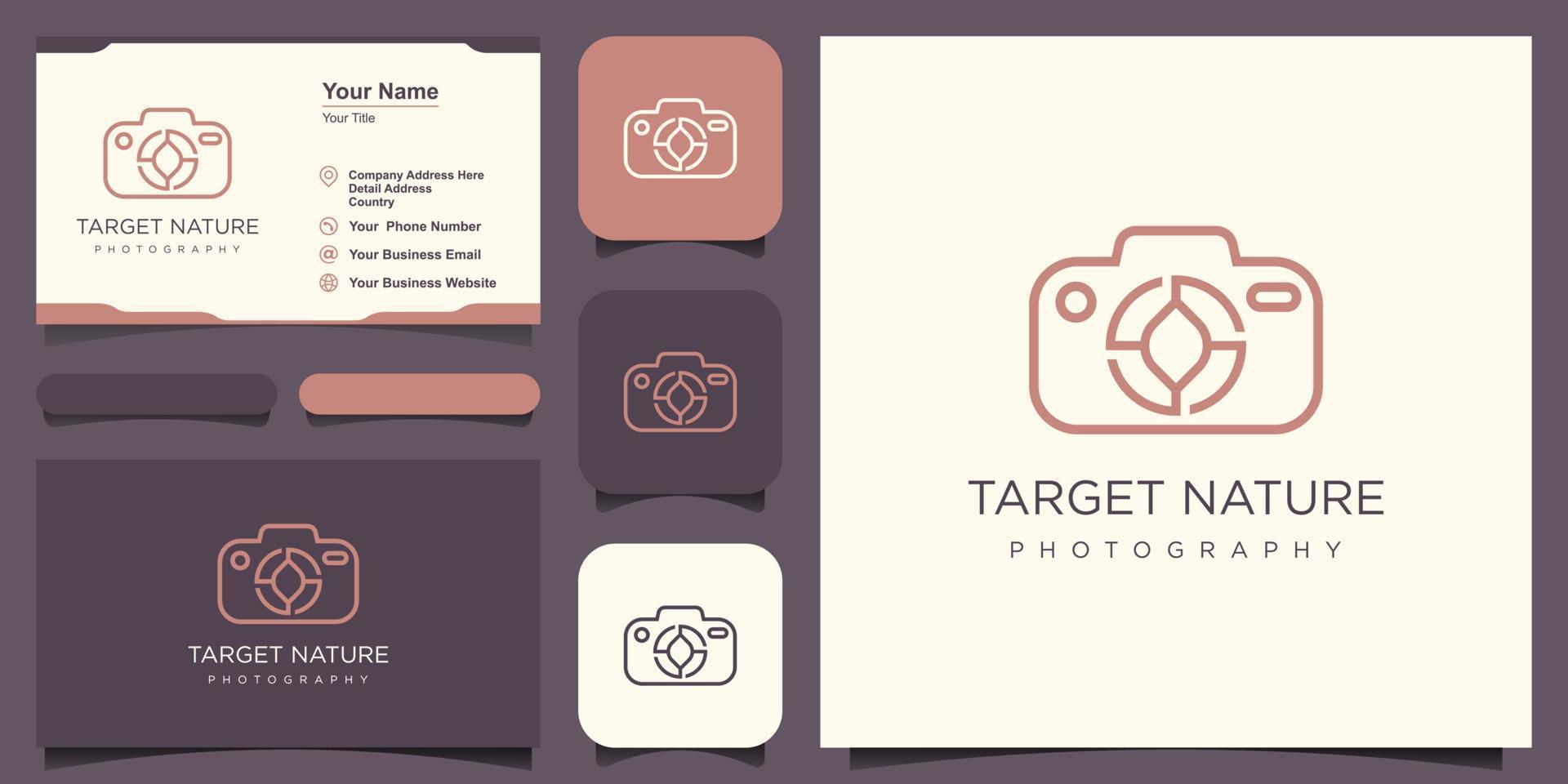 leaf target camera logo design, design vector simple elegant modern style.