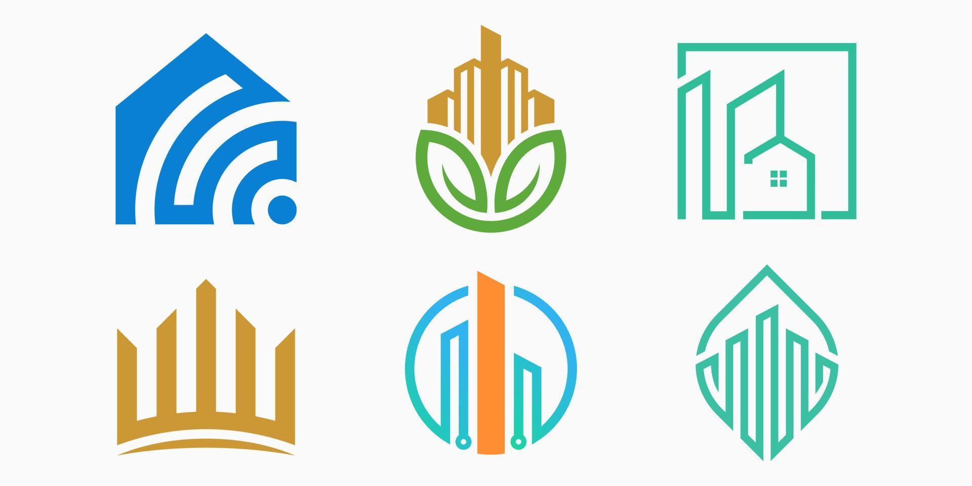 creative building logo icon set. construction vector illustration