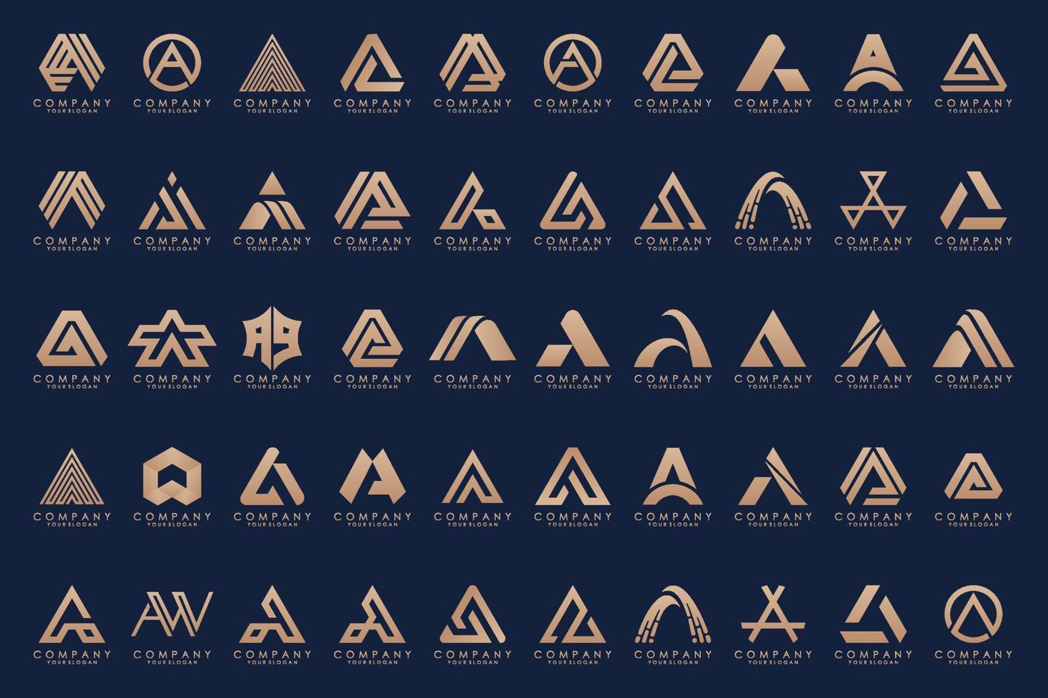 set of Letter A logo icon design template. vector