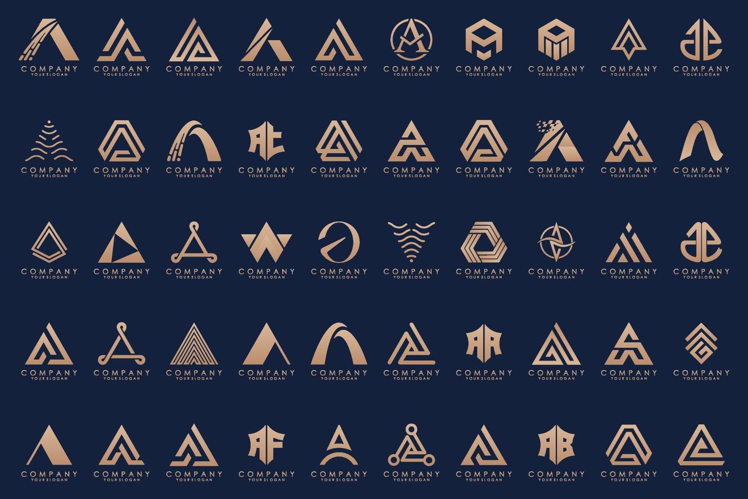 set of Letter A logo icon design template. vector