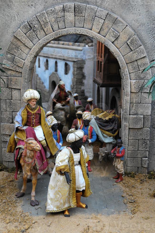 Traditional European Statuette in a Christmas Crib Nativity Scene photo
