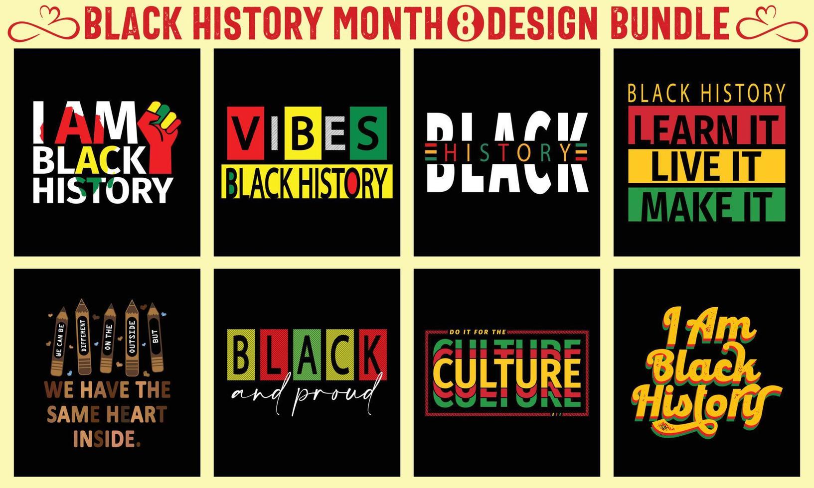 Black History Month T Shirt Design Bundle. Set of black history month t-shirt design bundle vector