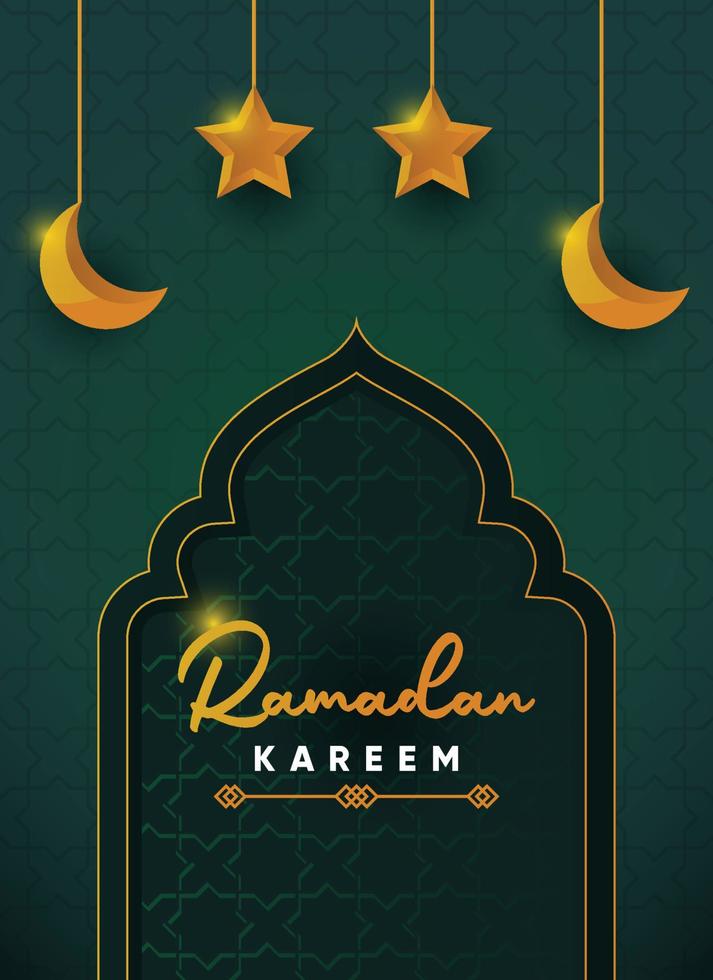 Ramadán kareem mezquita Esmeralda verde vector