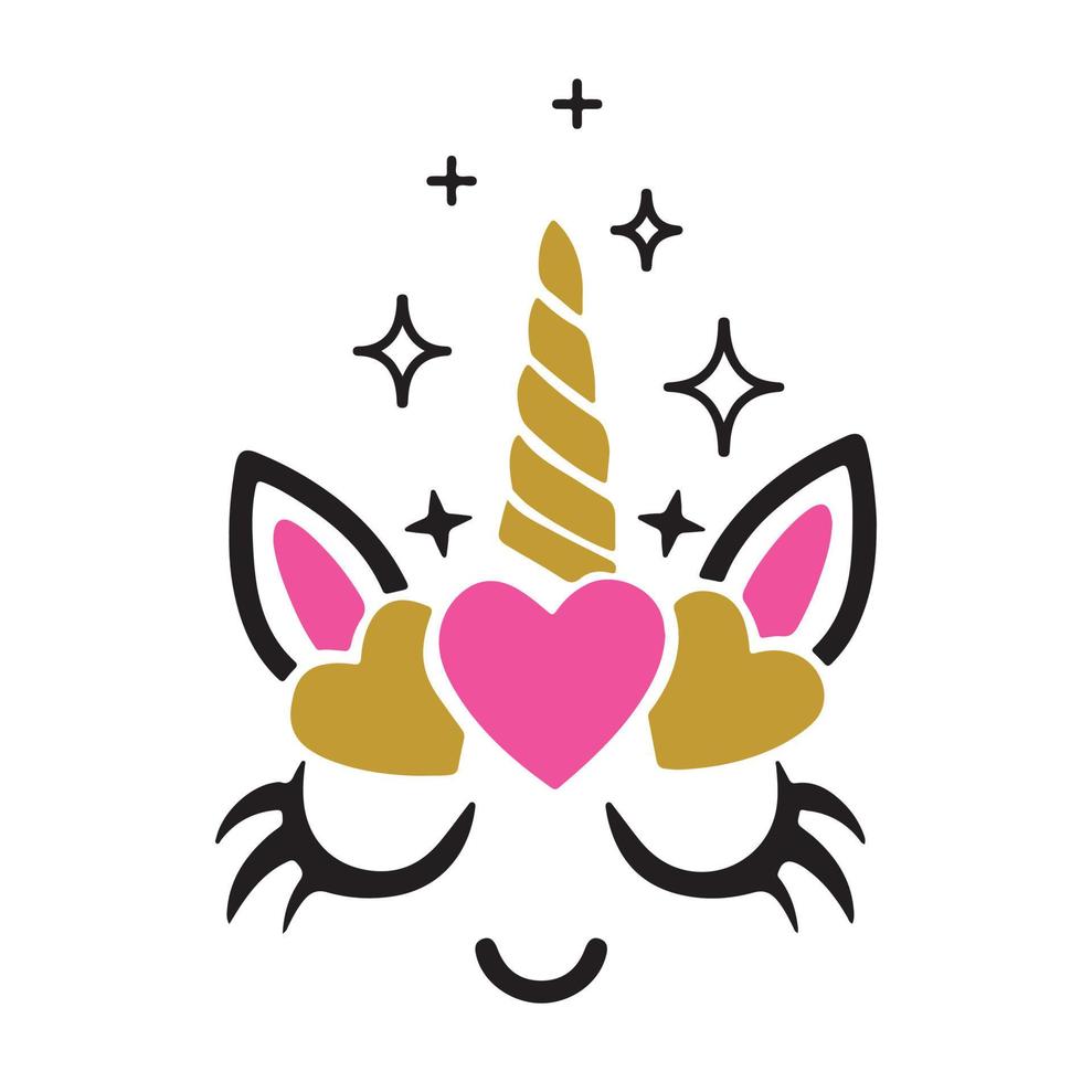 Happy unicorn vector, Head portrait horse sticker, Hand drawn style, cartoon, illustration, Birthday decoration theme illustration. vector
