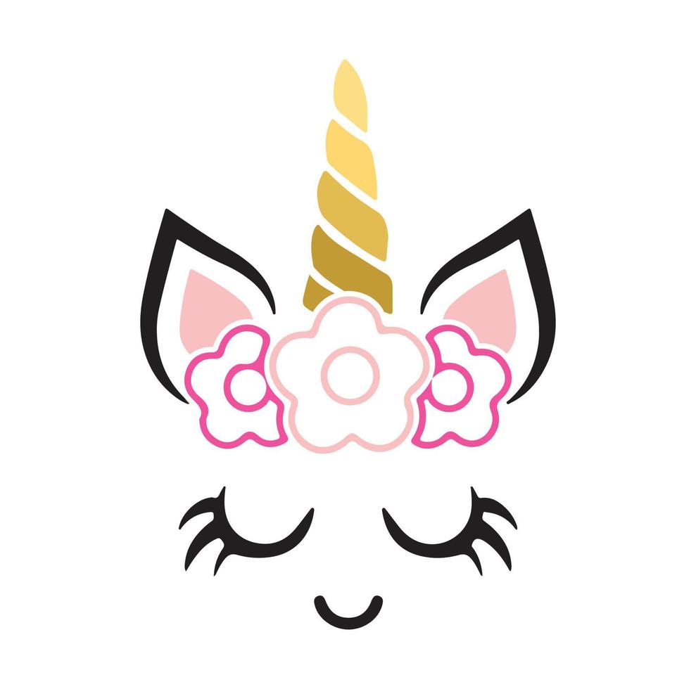 Happy unicorn vector, Head portrait horse sticker, Hand drawn style, cartoon, illustration, Birthday decoration theme illustration. vector