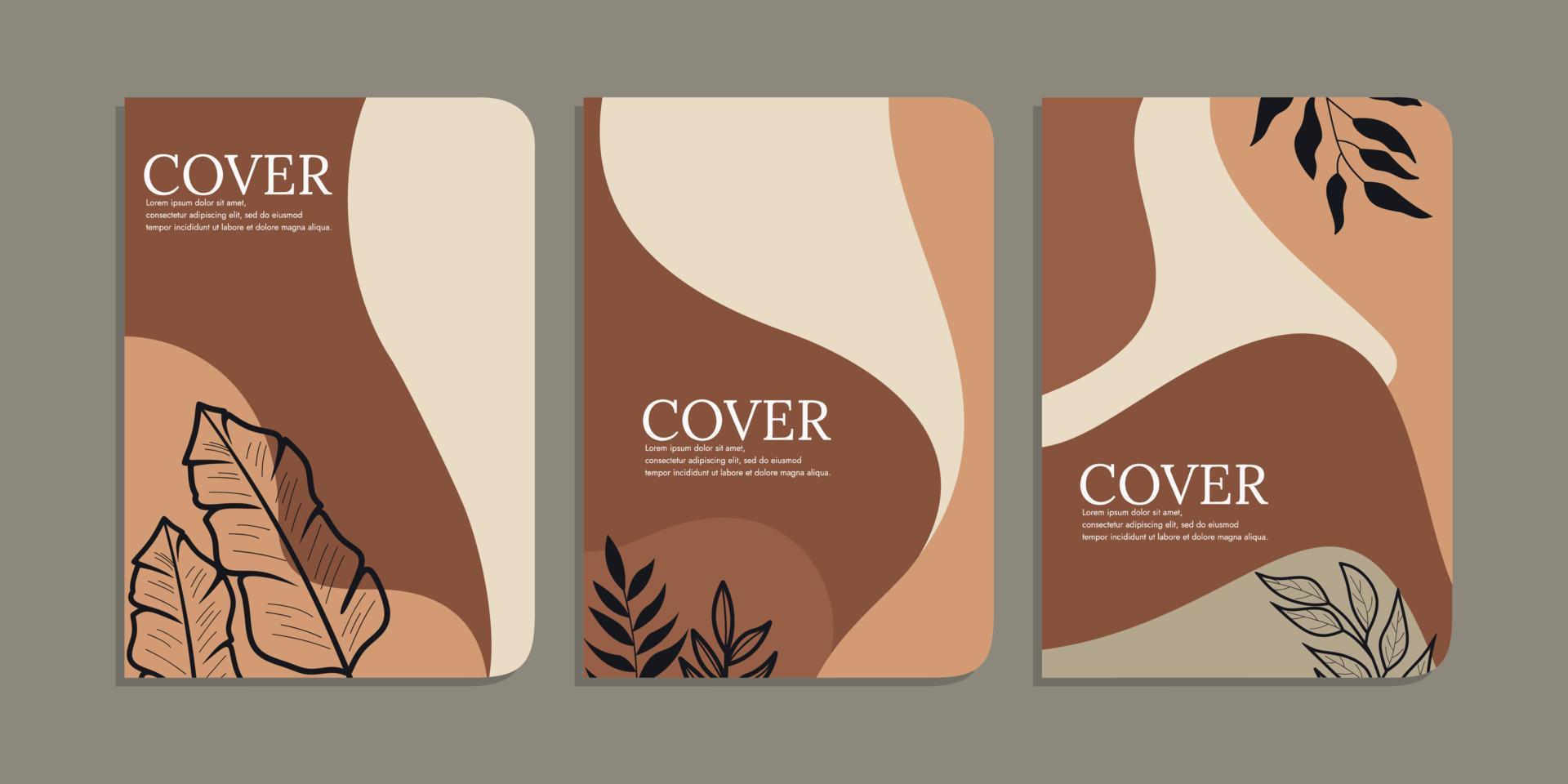 conjunto de libro cubrir modelo con mano dibujado planta decoraciones resumen retro botánico fondo.tamaño a4 para cuadernos, diario, invitación, planificadores, folletos, libros, catálogos vector