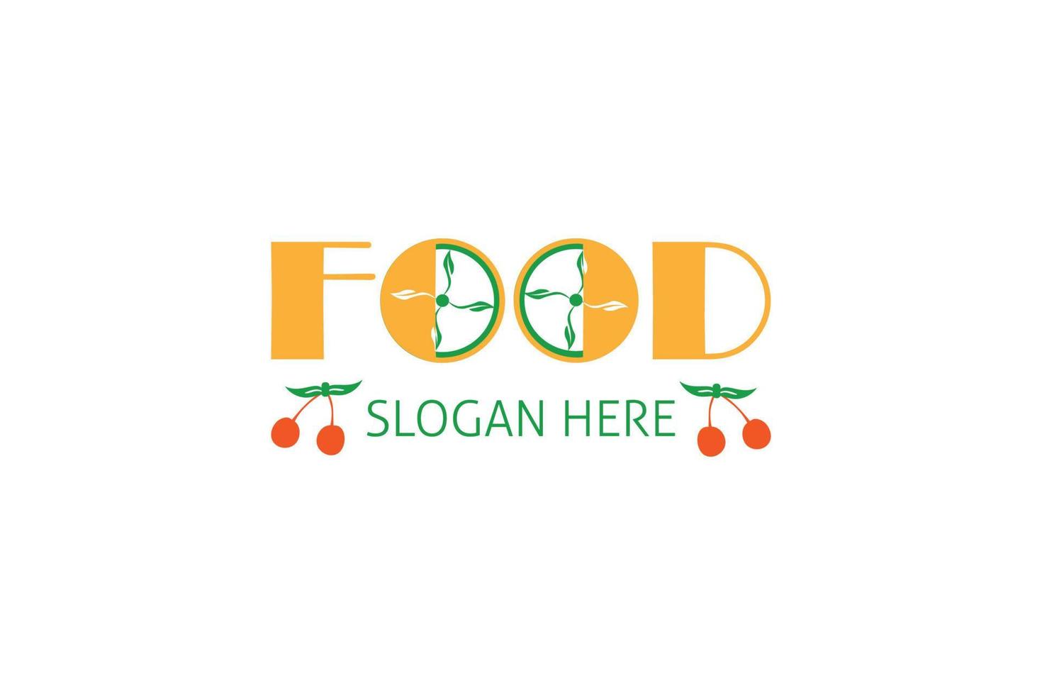 Healthy food logo template. Restaurant logo. Fast food logo. Organic food vector design. Fork, spoon, and leaves logotype