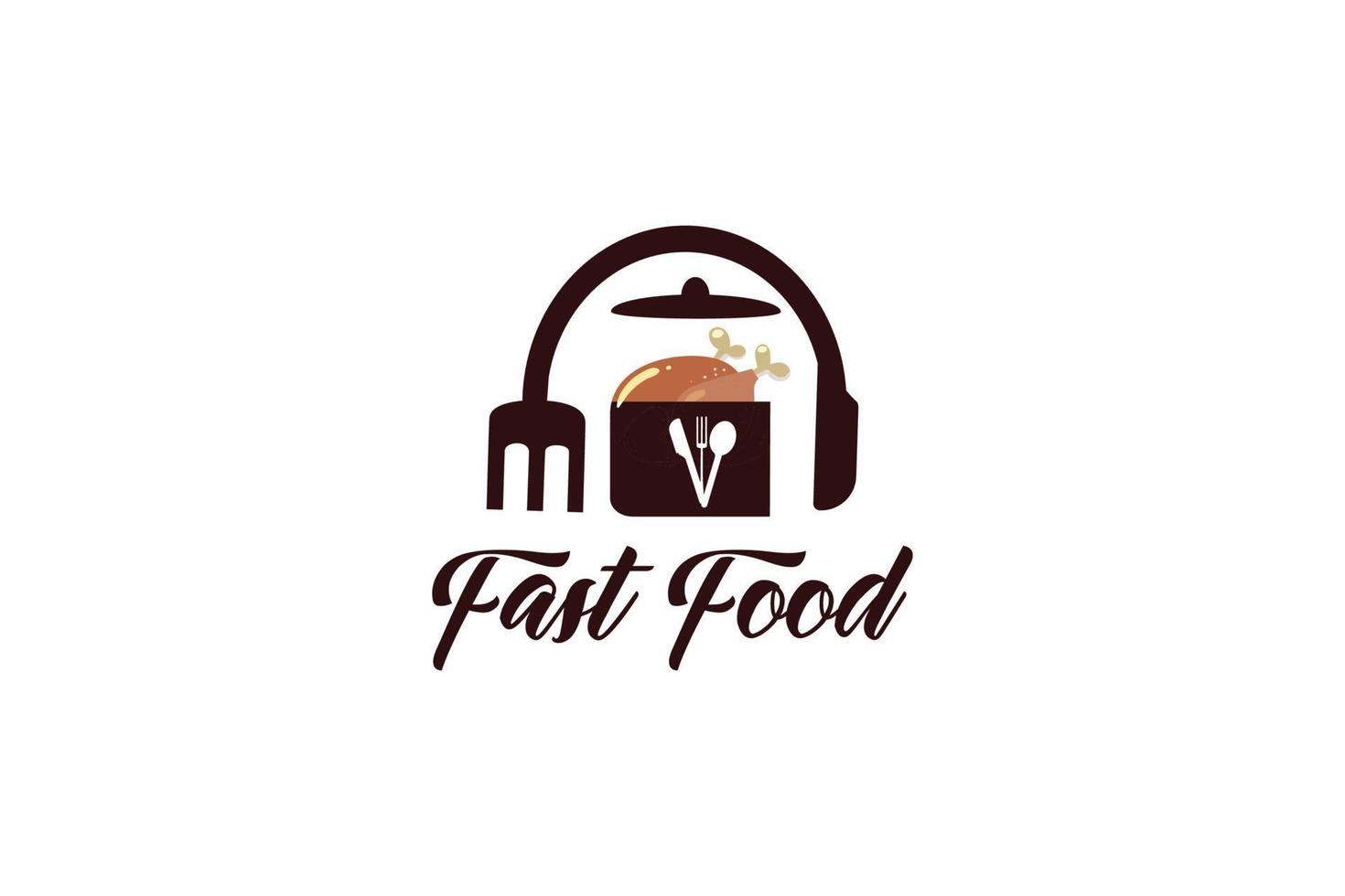 Healthy food logo template. Restaurant logo. Fast food logo. Organic food vector design. Fork, spoon, and leaves logotype