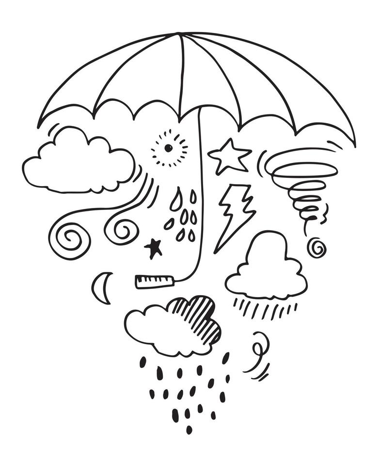 Hand drawn weather collection. vector illustration.