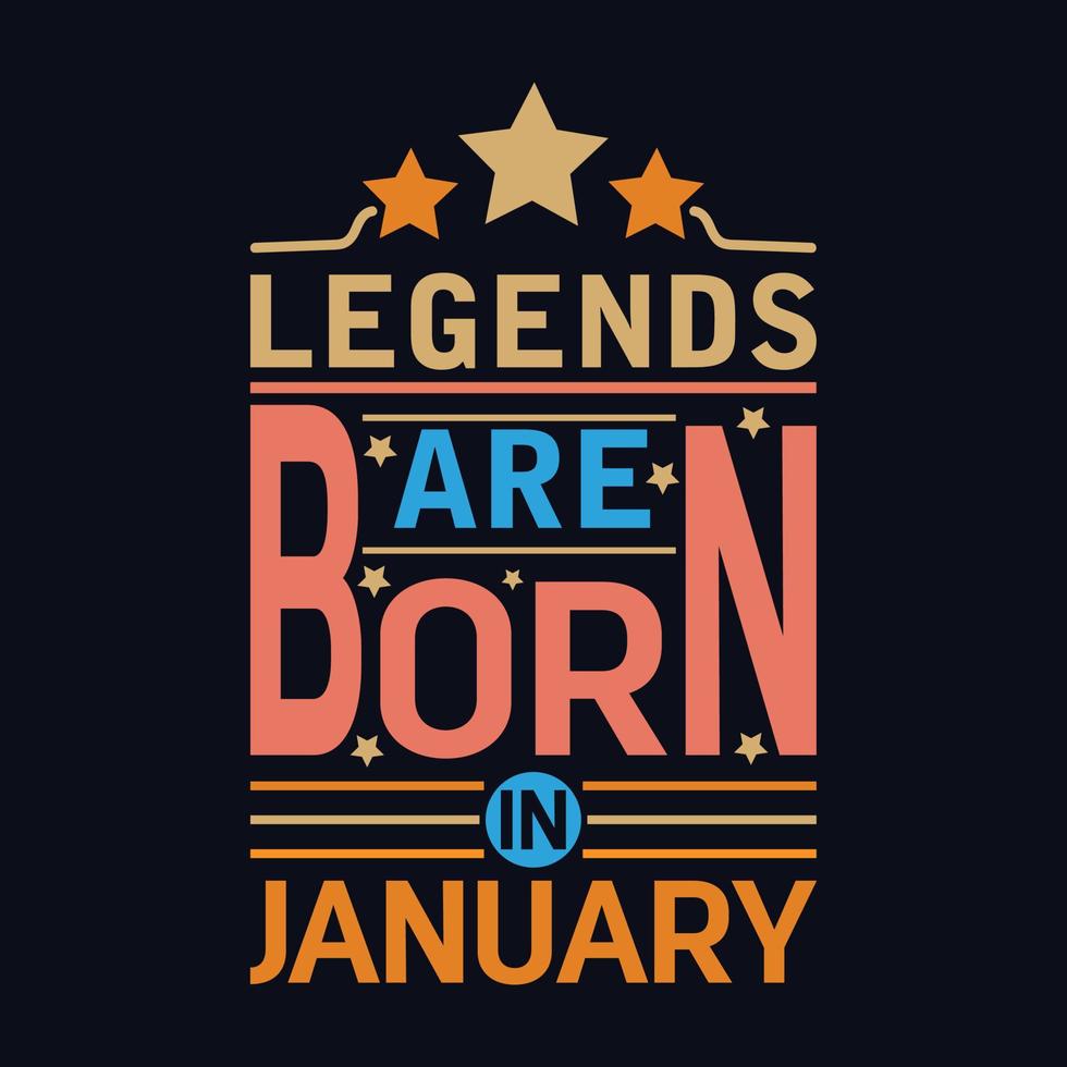 Legends are born in January typography motivational quote design vector