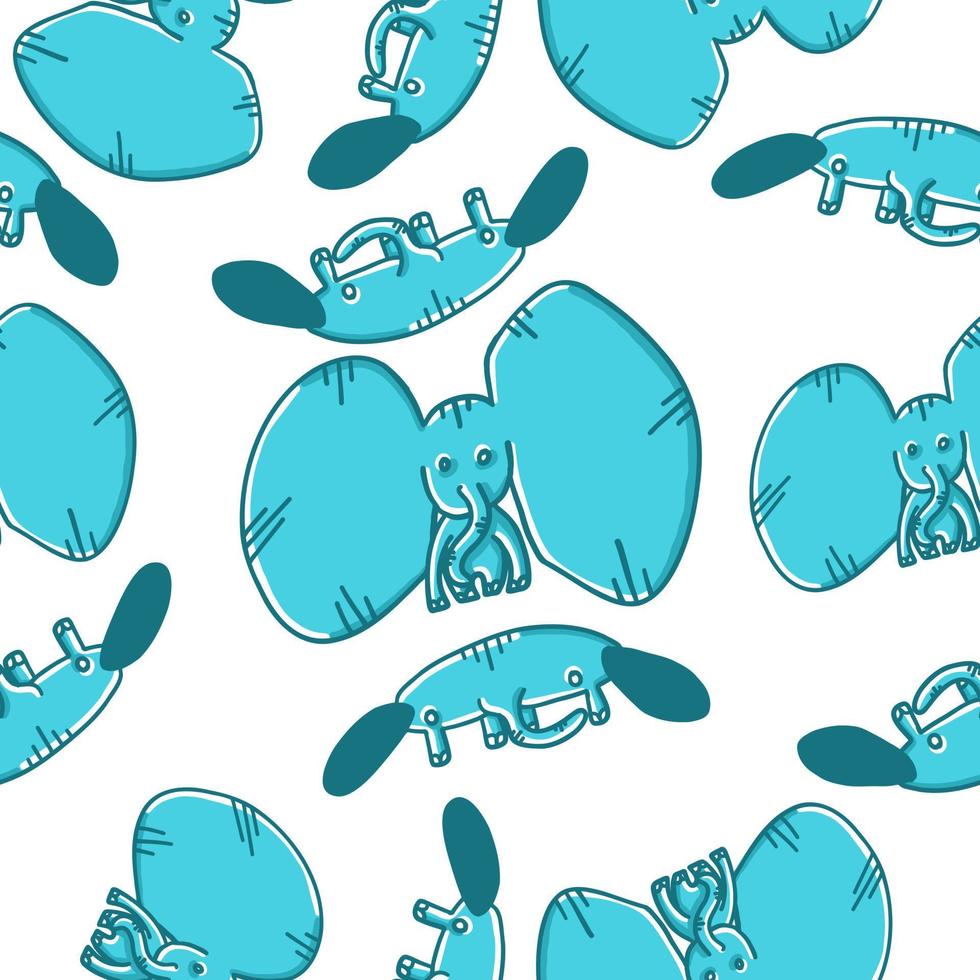 Elephants seamless pattern. Vector illustration in cartoon flat style isolated on white background.
