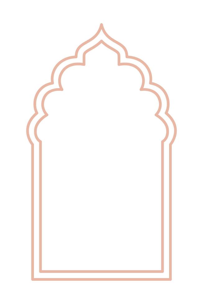 Islamic oriental style Islamic windows and arches with modern boho design, moon, mosque dome and lanterns vector