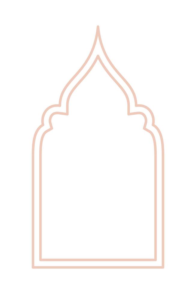 Islamic oriental style Islamic windows and arches with modern boho design, moon, mosque dome and lanterns vector