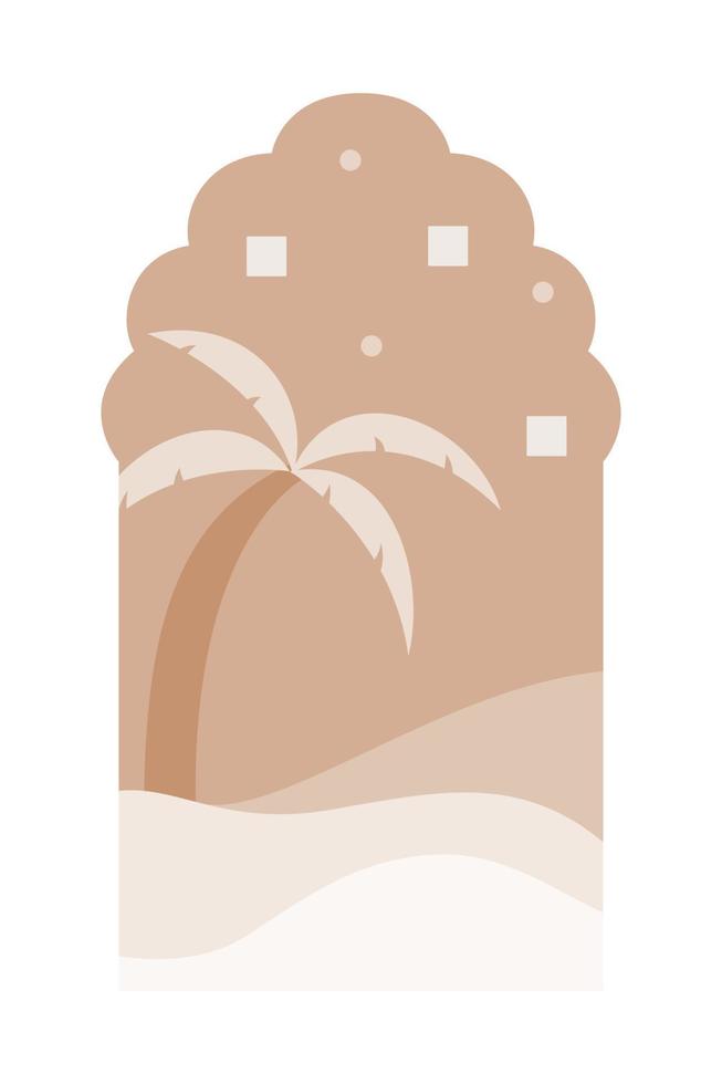 Islamic oriental style Islamic windows and arches with modern boho design, moon, mosque dome and lanterns vector