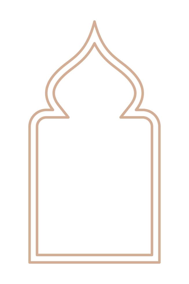 Islamic oriental style Islamic windows and arches with modern boho design, moon, mosque dome and lanterns vector