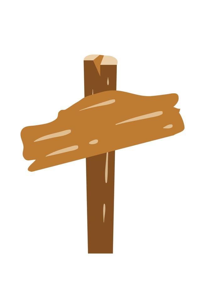 Wooden sign board illustration. Cartoon wooden pointers. Wood pointer stick, arrows sign. Ui game board, road plank or direction signpost. Isolated blank panel recent vector set