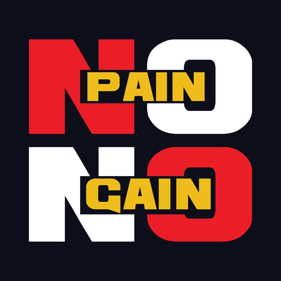No Pain No Gain typography motivational quote design vector