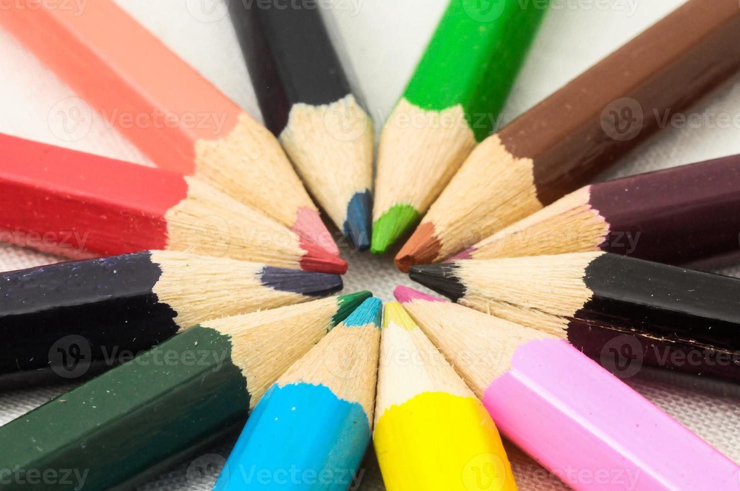 Colored pencils close up photo