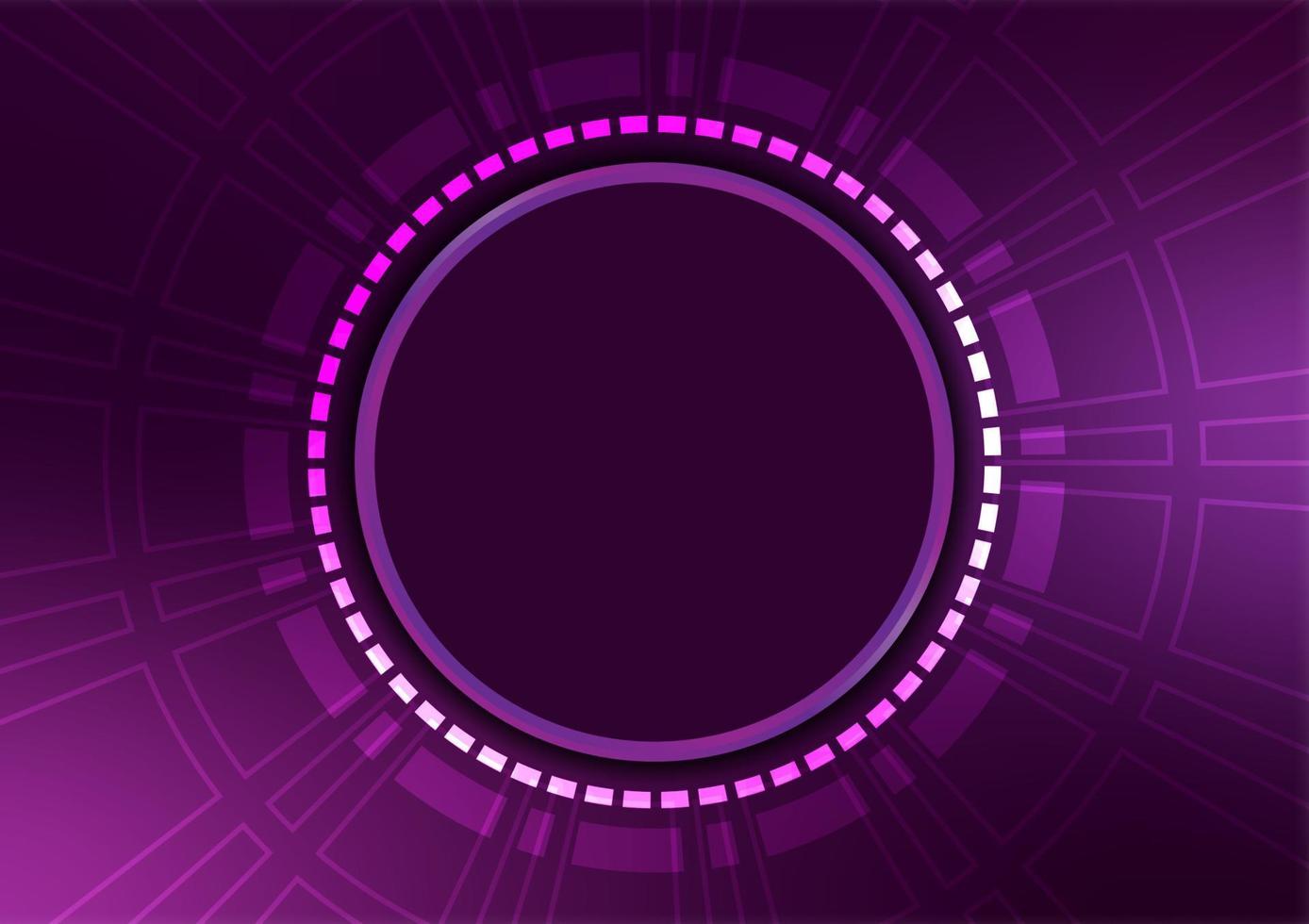 Abstract purple neon light line lens circle digital technology background vector
