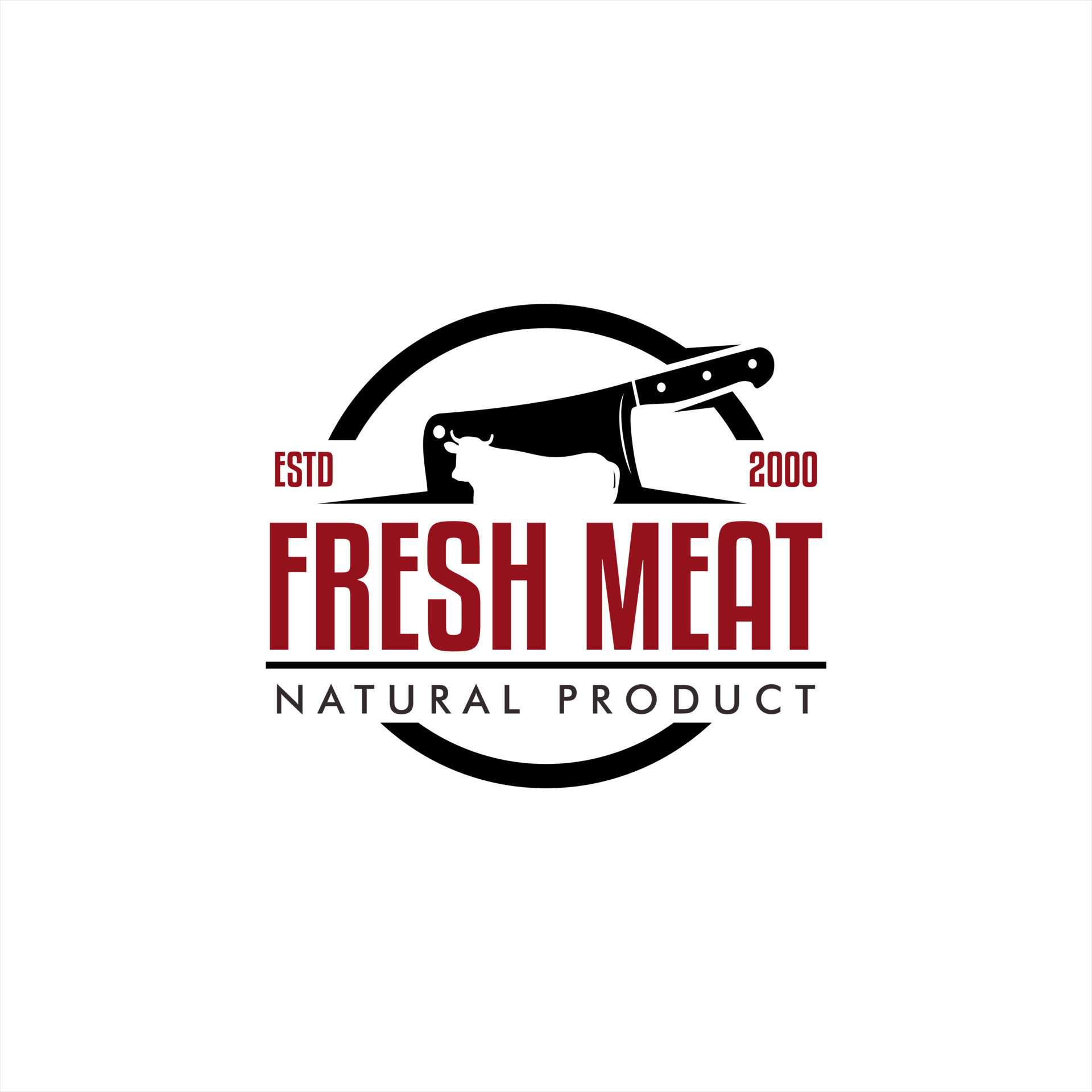 Butchery Shop, meat shop fresh meat Logo Design Template. Cow and meat 