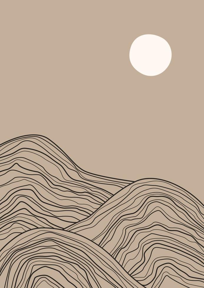 cartel boho abstracto moderno. tonos tierra formas orgánicas. diseño contemporáneo para afiches, pancartas, tarjetas de felicitación, volantes, publicaciones en medios sociales, historias. ilustración vectorial de estilo minimalista de mediados de siglo. vector