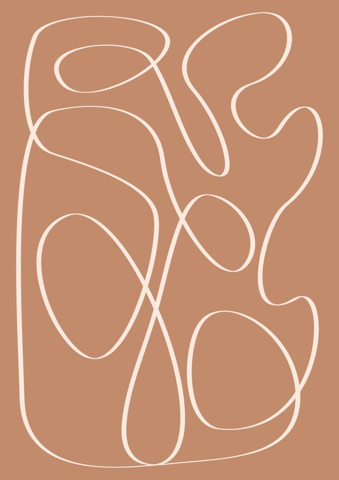Modern abstract boho poster.  Earth tones organic shapes. Contemporary design for poster, banner,greeting card, flyer, social media post, story. Minimalist mid century style vector Illustration.