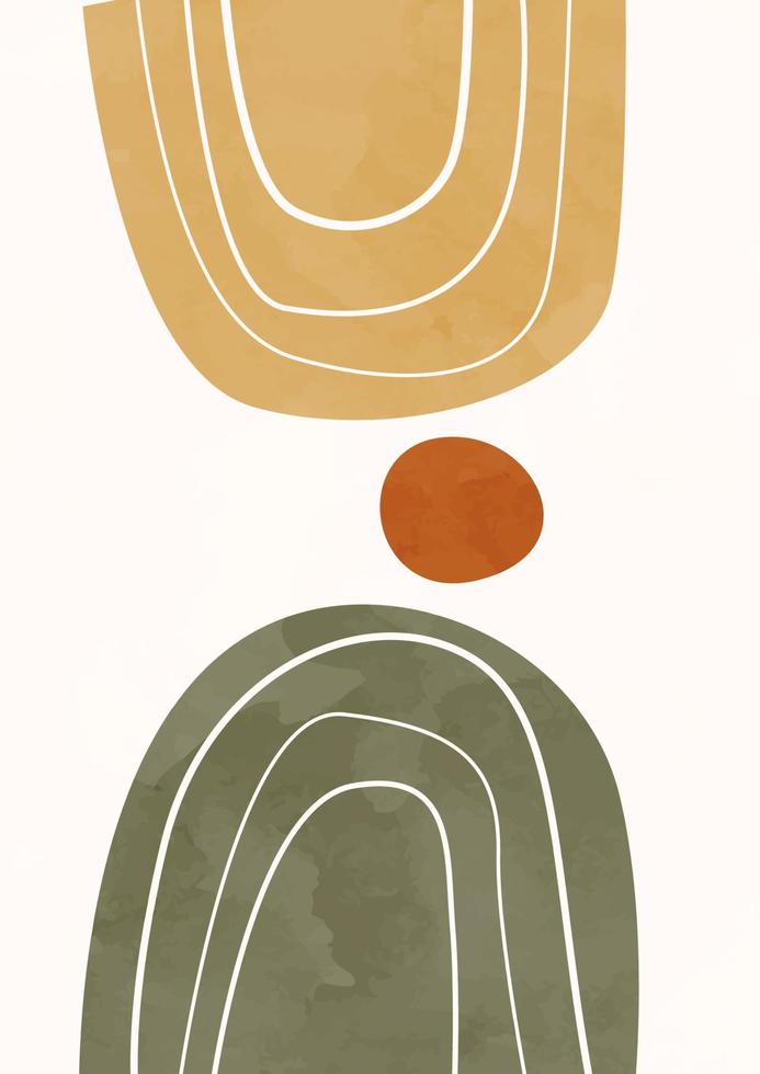 Modern abstract boho poster.  Earth tones organic shapes. Contemporary design for poster, banner,greeting card, flyer, social media post, story. Minimalist mid century style vector Illustration.