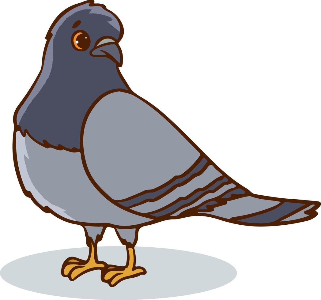 Cute urban gray blue dove character. Vector flat cartoon illustration