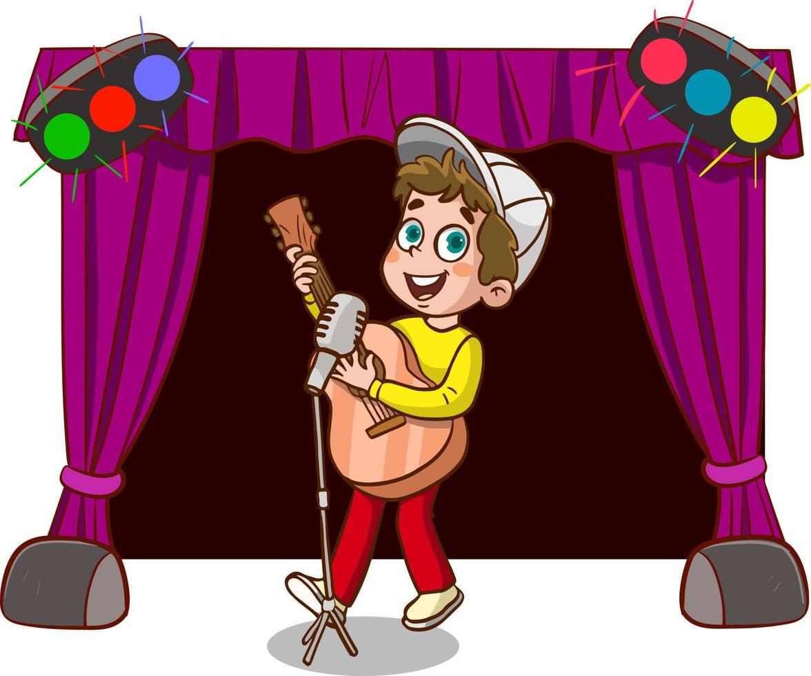 children singing and dancing cartoon vector