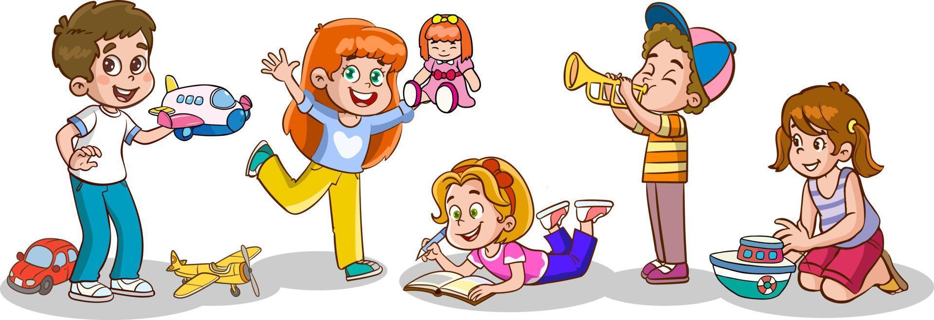 kids having fun cartoon vector