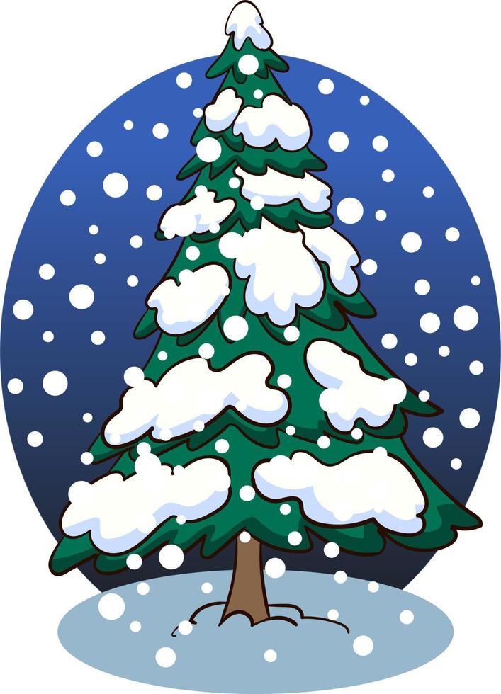 Nevado pino árbol dibujos animados vector