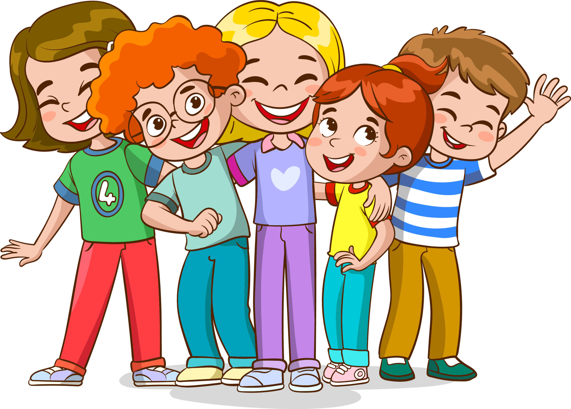 group of boy friends clipart