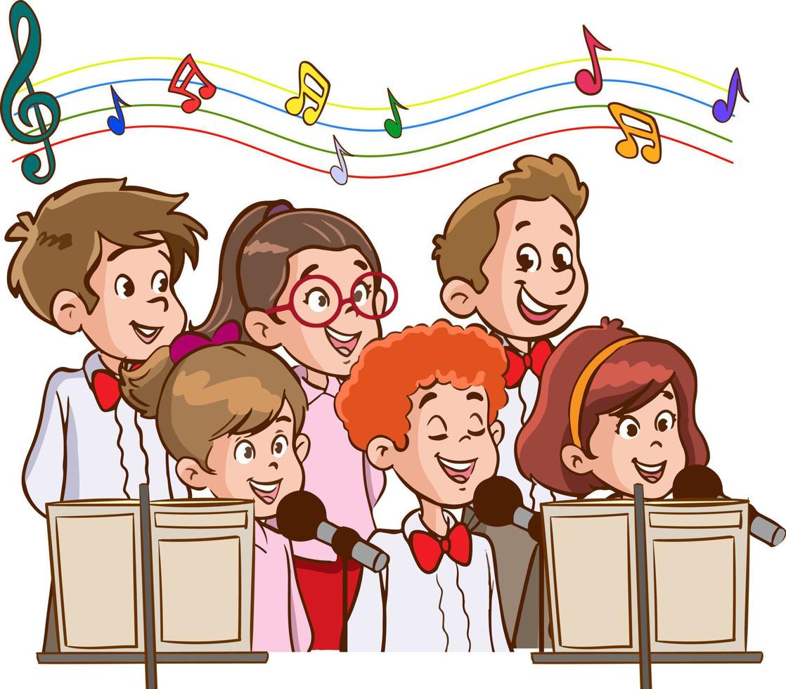 children singing in choir vector