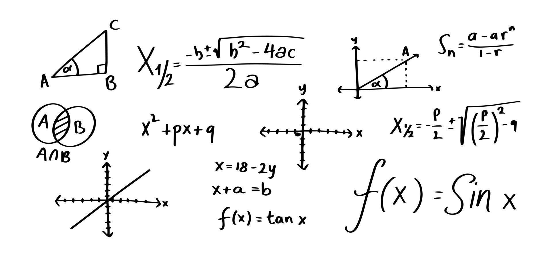 matemáticas aritmética. mano dibujado matemáticas para dramático imágenes vector